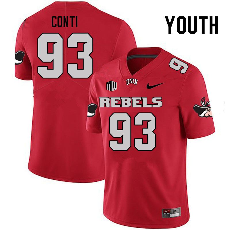 Youth #93 Lucas Conti UNLV Rebels College Football Jerseys Stitched Sale-Scarlet - Click Image to Close